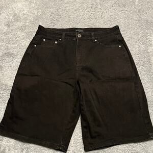 Universal Standard Jean Shorts Womens 12 Black Stretch Denim Bermuda